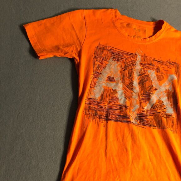armani exchange womens t shirt top medium m orange graphic pencil drawing s15 - Picture 2 of 14